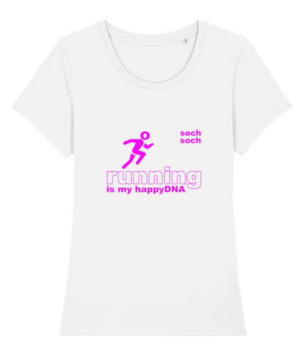 womens organic pink 'running happyDNA' design T-Shirt