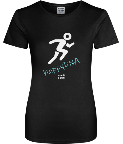 Women's Performance Running T-shirt - Turquoise happyDNA