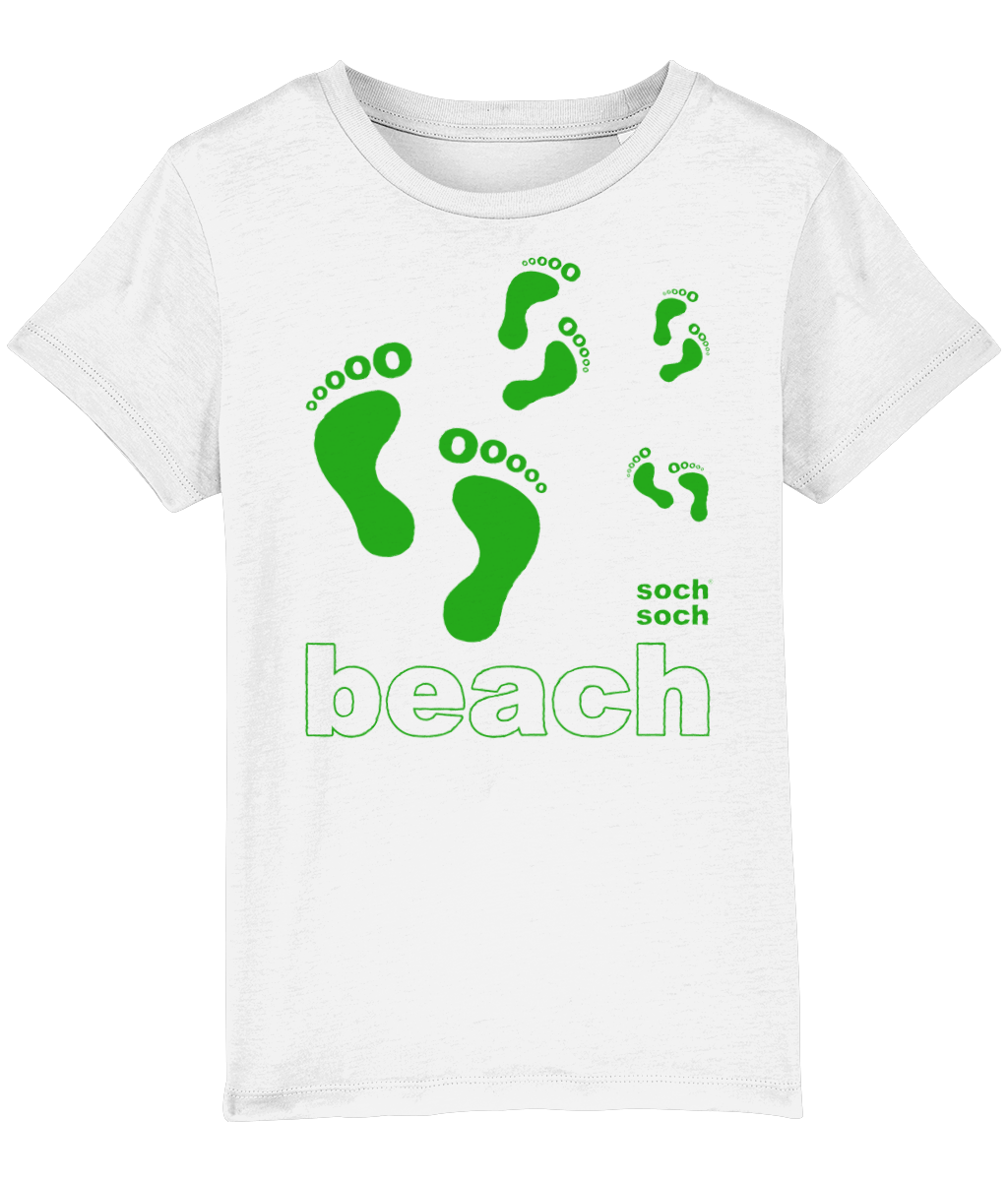 kids organic cotton green pitter patter beach footprints T-Shirt