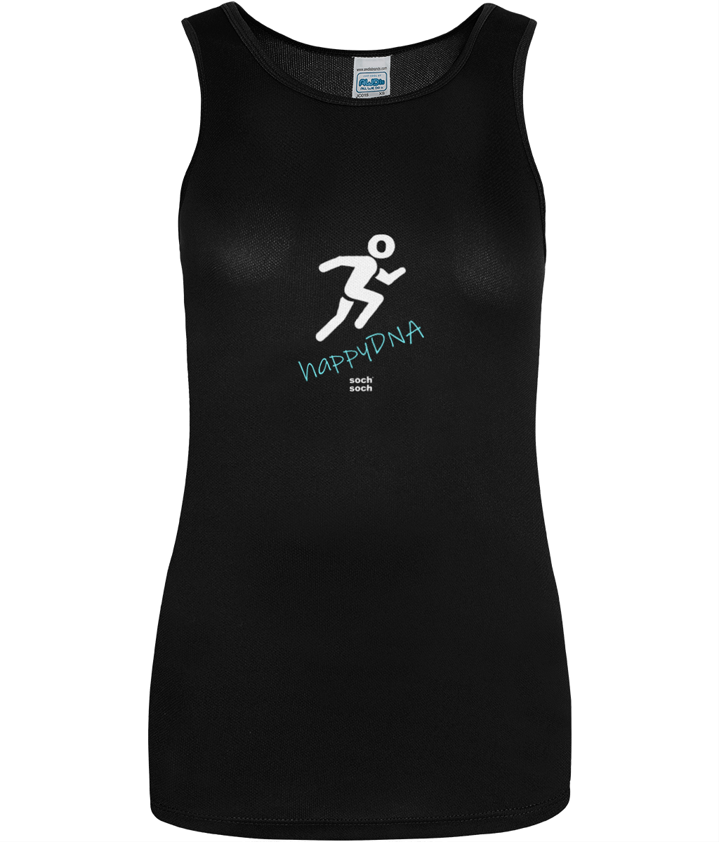 Women's Performance Running Vest - Turquoise happyDNA