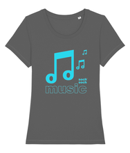 womens organic cotton turquoise music DNA+ T-Shirt