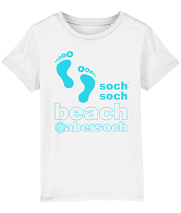 kids organic cotton turquoise abersoch beach footprints T-Shirt