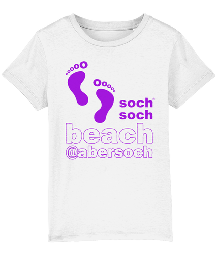 kids organic cotton purple abersoch beach footprints T-Shirt