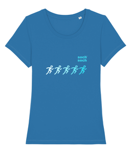 womens organic cotton turquoise 'running motion' design DNA T-Shirt