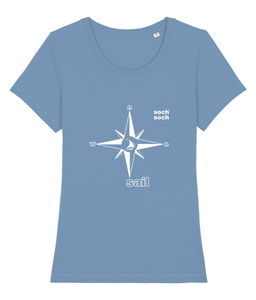 womens 'white compass' sail organic cotton T-Shirt