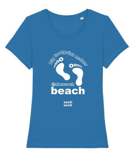 womens organic cotton abersoch beach 'big footprint maker' T-Shirt