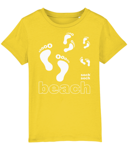 kids organic cotton white pitter patter beach footprints T-Shirt