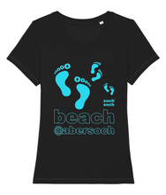 womens organic cotton turquoise abersoch beach footprints T-Shirt