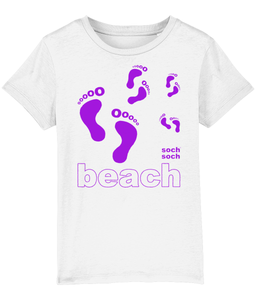 kids organic cotton purple pitter patter beach footprints T-Shirt