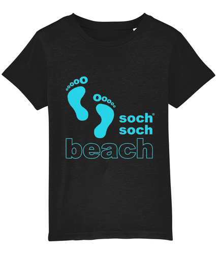 kids organic cotton turquoise beach footprints T-Shirt