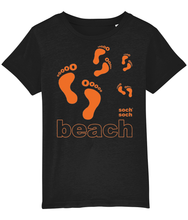 kids organic cotton orange pitter patter beach footprints T-Shirt