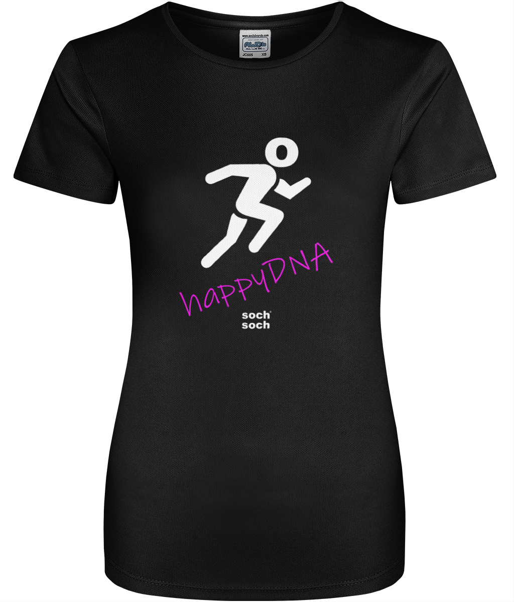 Women's Performance Running T-shirt - Pink happyDNA