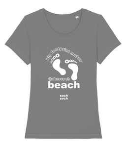 womens organic cotton abersoch beach 'big footprint maker' T-Shirt