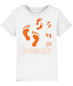 kids organic cotton orange pitter patter beach footprints T-Shirt