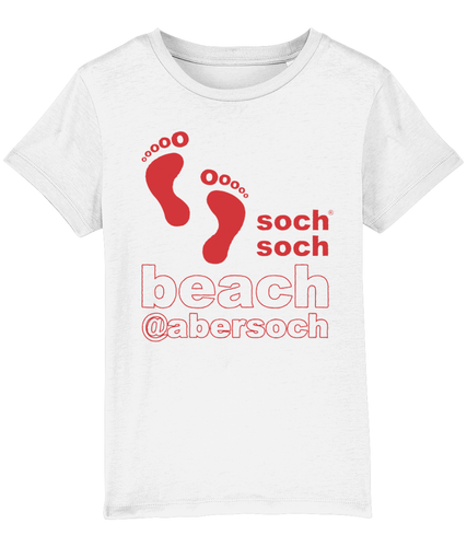 kids organic cotton red abersoch beach footprints T-Shirt