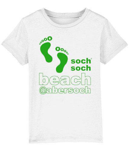 kids organic cotton green abersoch beach footprints T-Shirt