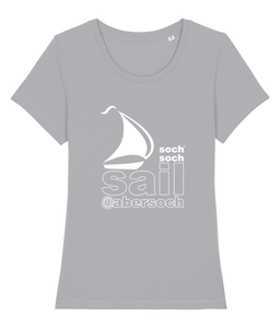womens organic cotton white abersoch sail T-Shirt
