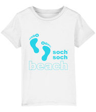 kids organic cotton turquoise beach footprints T-Shirt