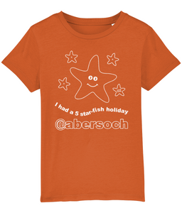 Kids Organic Cotton Abersoch 'I Had A 5 Star-Fish Holiday' T-Shirt Bright Orange / 12-14 Years