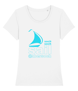 womens organic cotton turquoise abersoch sail T-Shirt