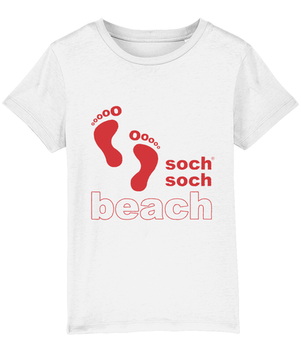 kids organic cotton red beach footprints T-Shirt