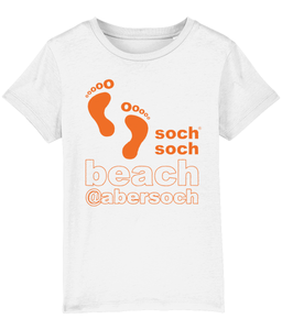 kids organic cotton orange abersoch beach footprints T-Shirt