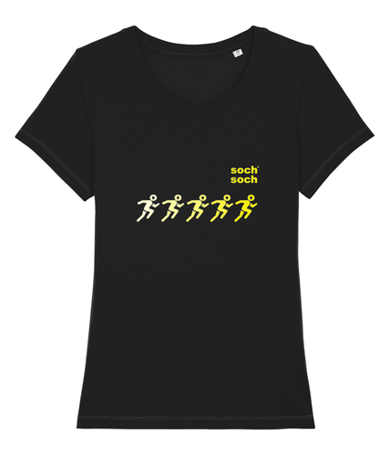 womens organic cotton yellow  'running motion' design DNA T-Shirt