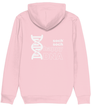 womens organic cotton white happyDNA super-soft hoodie