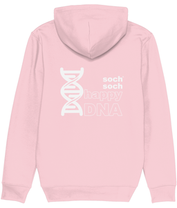 womens organic cotton white happyDNA super-soft hoodie