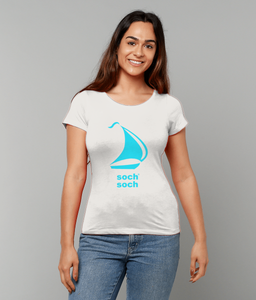 womens organic cotton turquoise sail DNA T-Shirt
