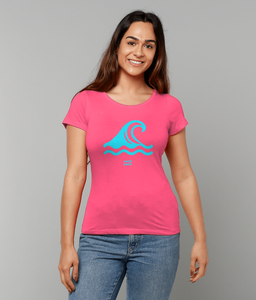 womens organic cotton turquoise surf DNA T-Shirt